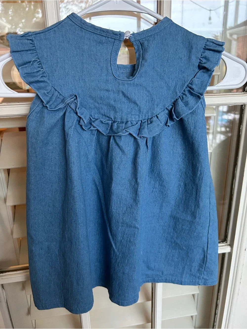 Girls Blue Ruffle Yoke Top with Matching Shorts